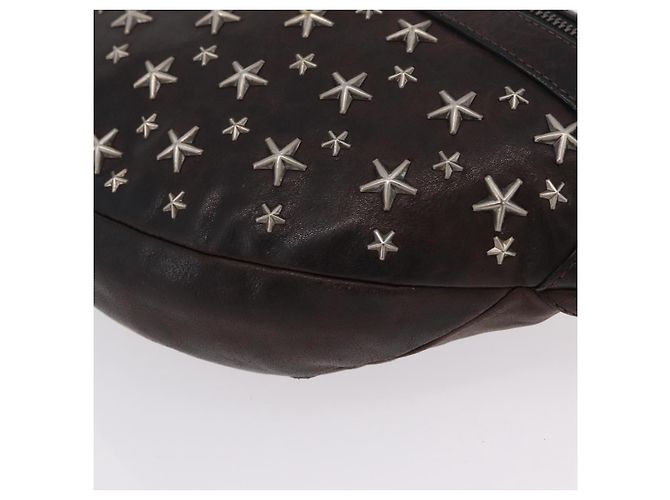 Bolsa de cintura Jimmy Choo em couro marrom prata autêntica bs37173 - vista 17
