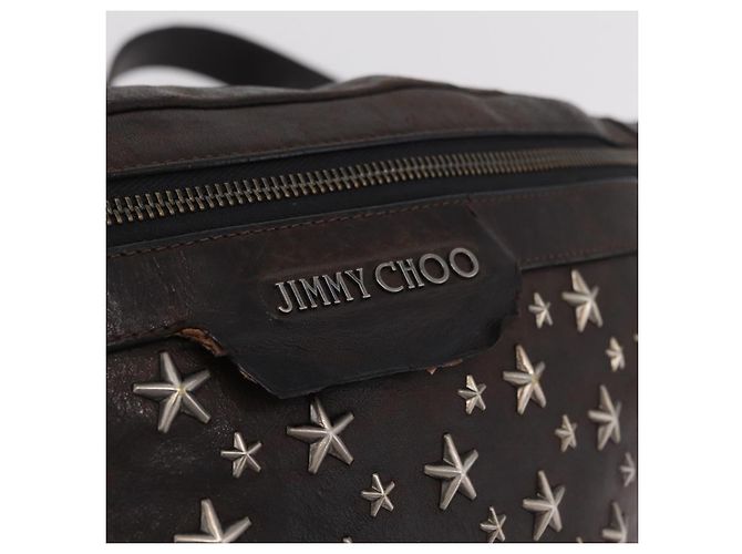 Bolsa de cintura Jimmy Choo em couro marrom prata autêntica bs37173 - vista 19