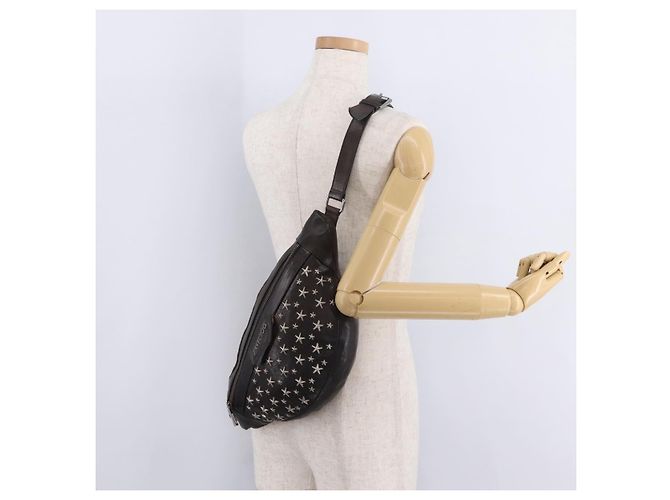Bolsa de cintura Jimmy Choo em couro marrom prata autêntica bs37173 - vista 25