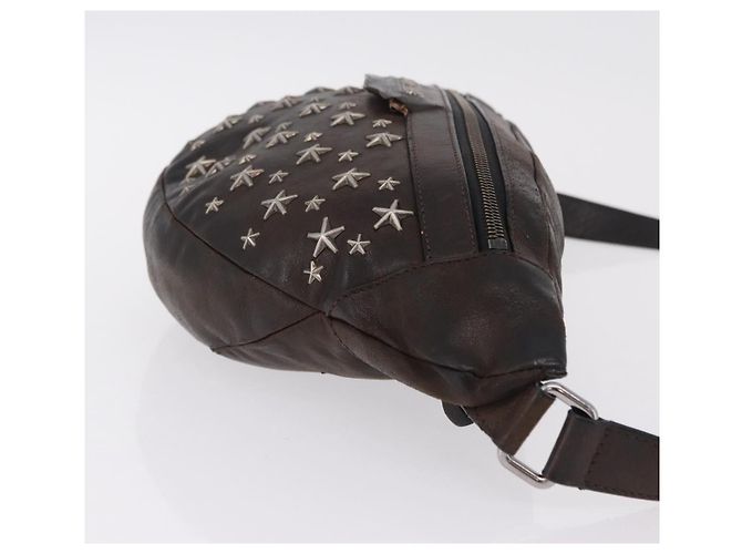 Bolsa de cintura Jimmy Choo em couro marrom prata autêntica bs37173 - vista 4