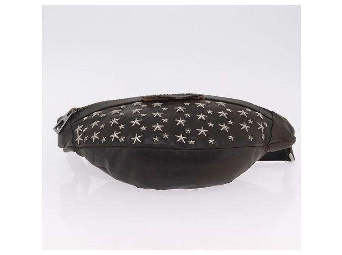 Bolsa de cintura Jimmy Choo em couro marrom prata autêntica bs37173 - vista 6