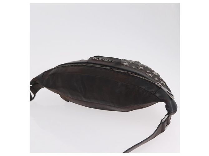 Bolsa de cintura Jimmy Choo em couro marrom prata autêntica bs37173 - vista 7