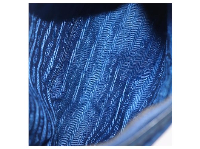 Sac à épaule PRADA Nylon Bleu Or Auth 202491 Doré - vue 10