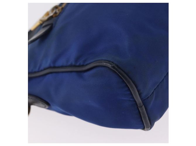 Sac à épaule PRADA Nylon Bleu Or Auth 202491 Doré - vue 17