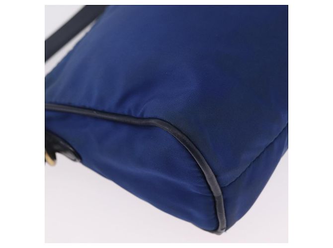 Sac à épaule PRADA Nylon Bleu Or Auth 202491 Doré - vue 19