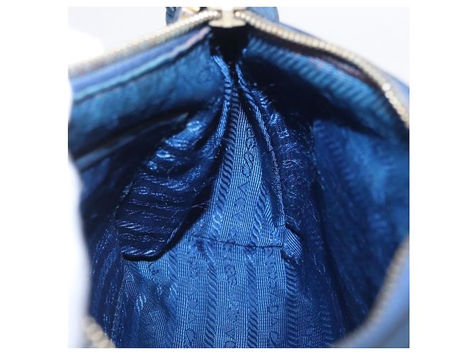 Sac à épaule PRADA Nylon Bleu Or Auth 202491 Doré - vue 25