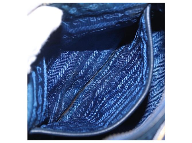 Sac à épaule PRADA Nylon Bleu Or Auth 202491 Doré - vue 27