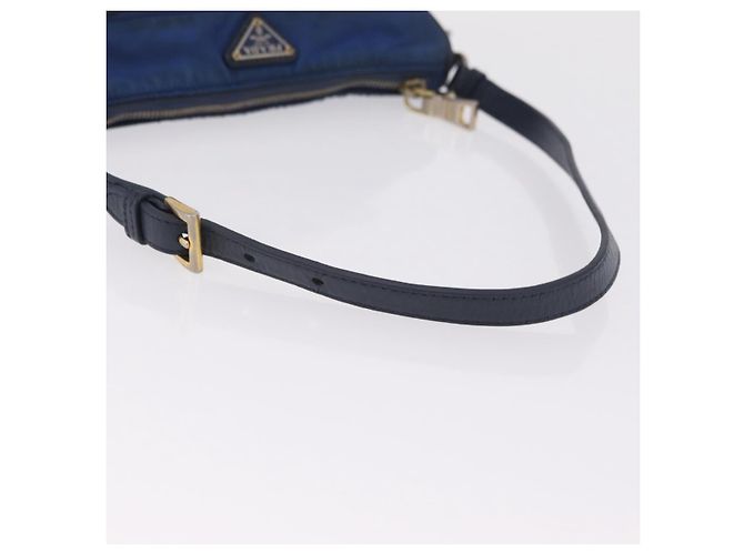 Sac à épaule PRADA Nylon Bleu Or Auth 202491 Doré - vue 9