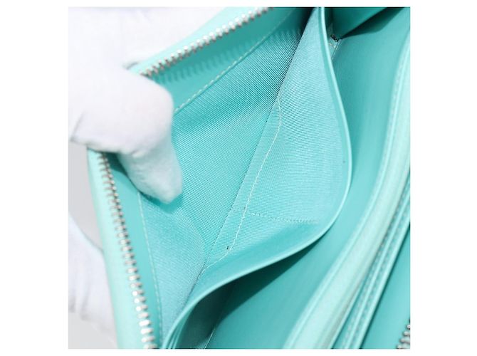 Tiffany & Co. Langbeutel aus Leder Blau Silber Auth 205507A - Ansicht 19