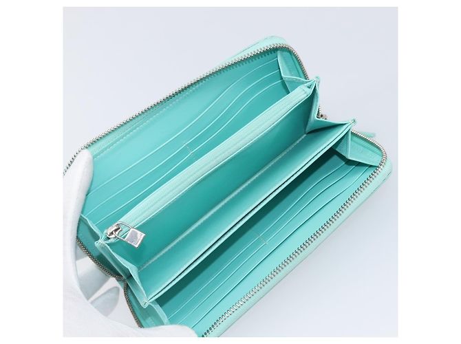 Tiffany & Co. Langbeutel aus Leder Blau Silber Auth 205507A - Ansicht 9