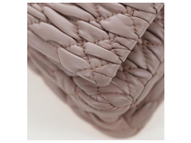 Bolsa de Ombro Miu Miu Matelassé com Corrente em Couro 2way Rosa Prata Auth 206389M - vista 18