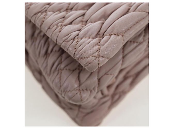 Bolsa de Ombro Miu Miu Matelassé com Corrente em Couro 2way Rosa Prata Auth 206389M - vista 19