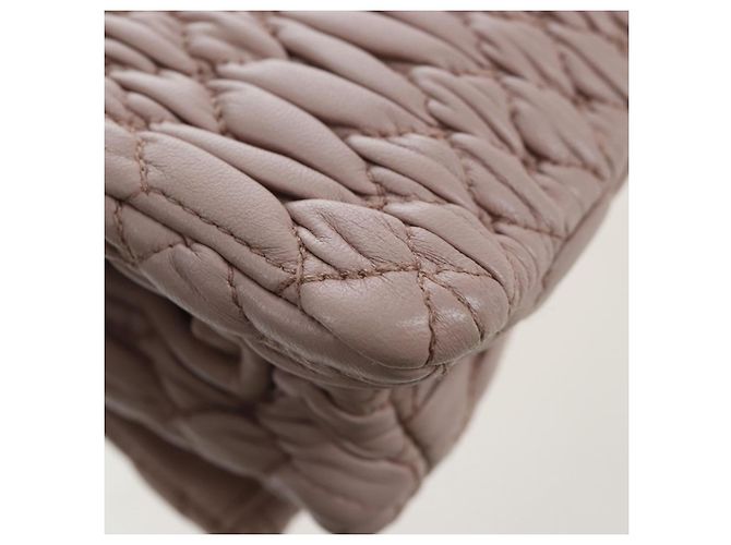 Bolsa de Ombro Miu Miu Matelassé com Corrente em Couro 2way Rosa Prata Auth 206389M - vista 20