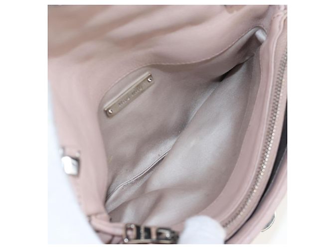 Bolsa de Ombro Miu Miu Matelassé com Corrente em Couro 2way Rosa Prata Auth 206389M - vista 28