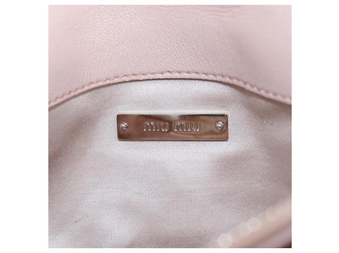 Bolsa de Ombro Miu Miu Matelassé com Corrente em Couro 2way Rosa Prata Auth 206389M - vista 29