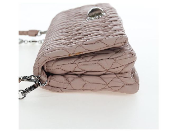 Bolsa de Ombro Miu Miu Matelassé com Corrente em Couro 2way Rosa Prata Auth 206389M - vista 3