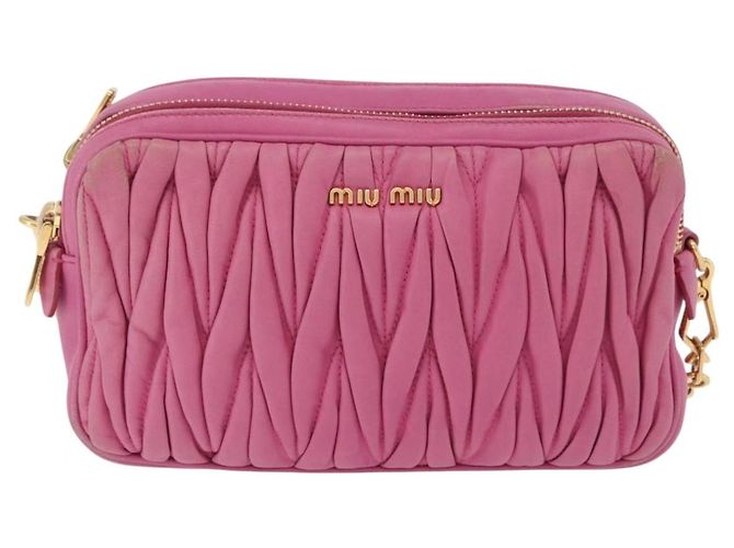 Borsa a spalla Miu Miu Matelassé in pelle rosa tono oro Auth 207581V - vista 13