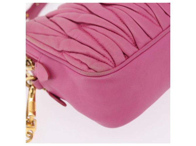 Borsa a spalla Miu Miu Matelassé in pelle rosa tono oro Auth 207581V - vista 15