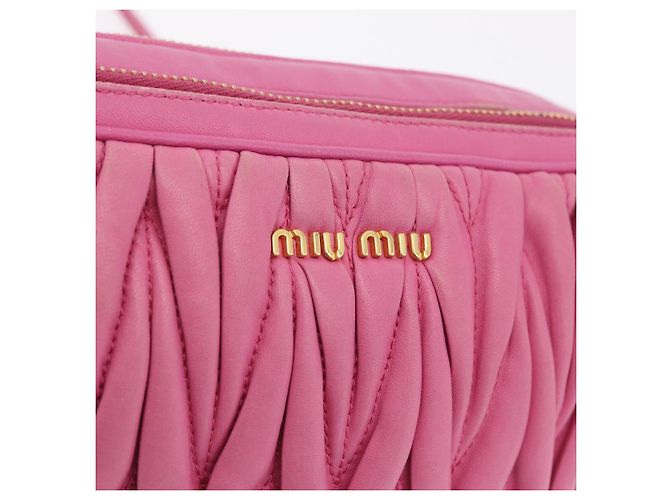 Borsa a spalla Miu Miu Matelassé in pelle rosa tono oro Auth 207581V - vista 20
