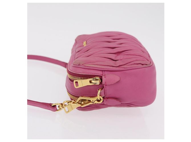 Borsa a spalla Miu Miu Matelassé in pelle rosa tono oro Auth 207581V - vista 4