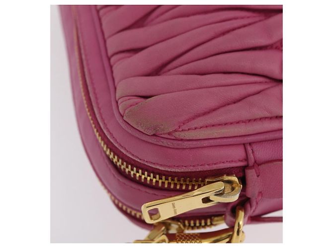 Borsa a spalla Miu Miu Matelassé in pelle rosa tono oro Auth 207581V - vista 5