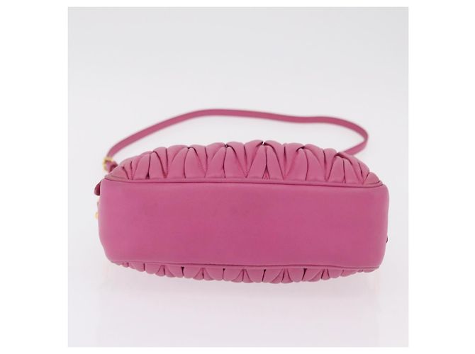 Borsa a spalla Miu Miu Matelassé in pelle rosa tono oro Auth 207581V - vista 6