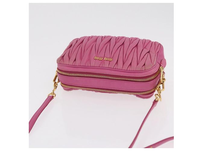 Borsa a spalla Miu Miu Matelassé in pelle rosa tono oro Auth 207581V - vista 7
