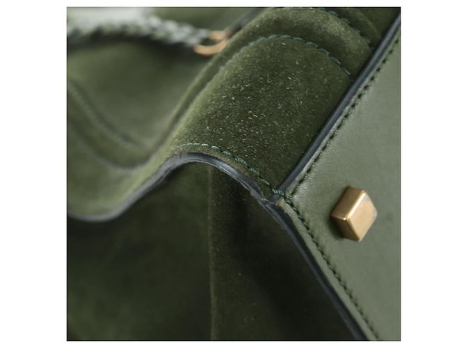 Céline CELINE Luggage Phantom Handtasche aus Wildleder Grün Gold Auth ep16178V Golden - Ansicht 15