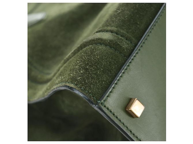 Céline CELINE Luggage Phantom Handtasche aus Wildleder Grün Gold Auth ep16178V Golden - Ansicht 17