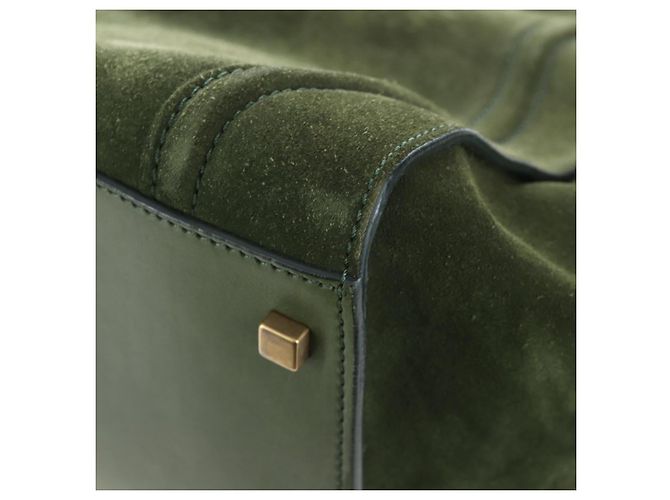 Céline CELINE Luggage Phantom Handtasche aus Wildleder Grün Gold Auth ep16178V Golden - Ansicht 18