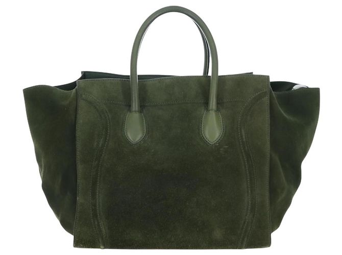 Céline CELINE Luggage Phantom Handtasche aus Wildleder Grün Gold Auth ep16178V Golden - Ansicht 2