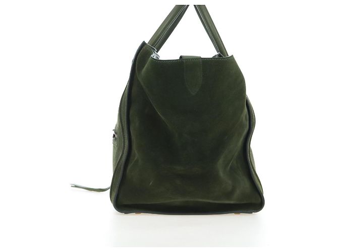 Céline CELINE Luggage Phantom Handtasche aus Wildleder Grün Gold Auth ep16178V Golden - Ansicht 4
