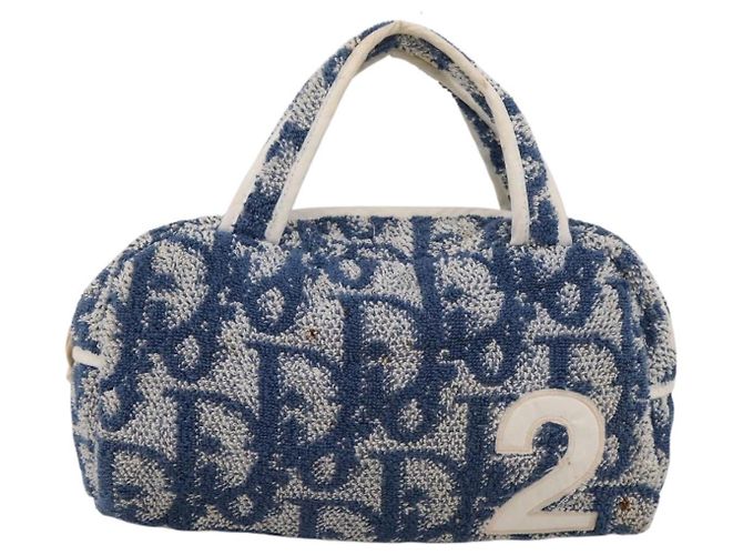 Borsa a mano Christian Dior Trotter Canvas pile Blue Auth 205261 - vista 13