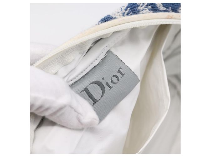 Borsa a mano Christian Dior Trotter Canvas pile Blue Auth 205261 - vista 19