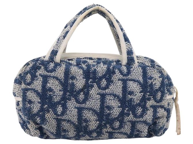 Borsa a mano Christian Dior Trotter Canvas pile Blue Auth 205261 - vista 2