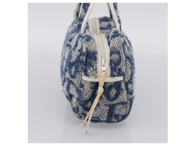 Borsa a mano Christian Dior Trotter Canvas pile Blue Auth 205261 - vista 3