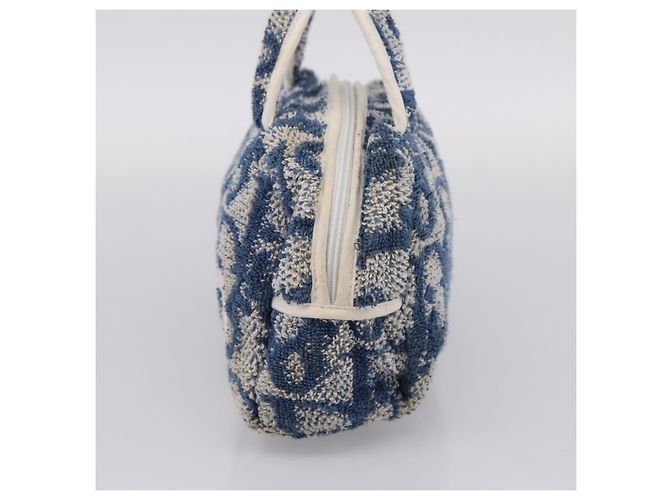 Borsa a mano Christian Dior Trotter Canvas pile Blue Auth 205261 - vista 4