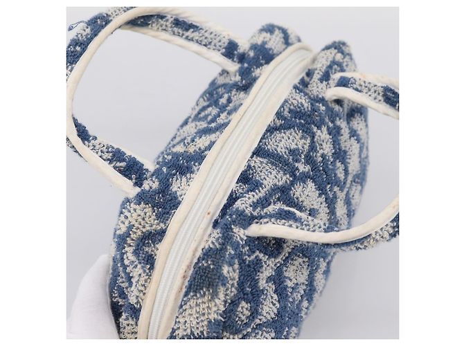 Borsa a mano Christian Dior Trotter Canvas pile Blue Auth 205261 - vista 6