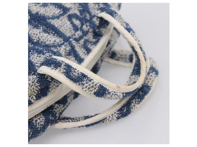 Borsa a mano Christian Dior Trotter Canvas pile Blue Auth 205261 - vista 7