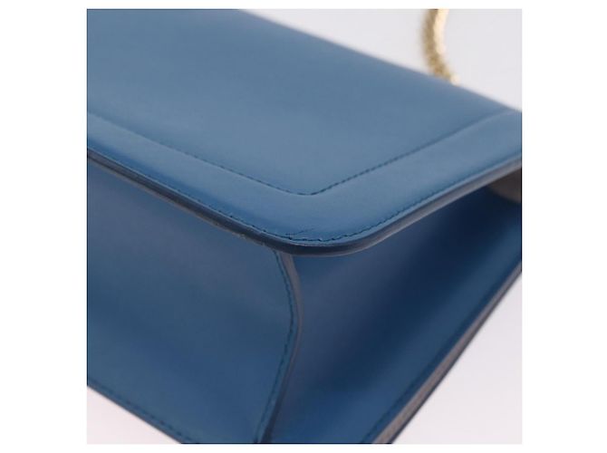 Borsa a tracolla Salvatore Ferragamo Vala Chain in pelle blu e oro autentica 207221V D'oro - vista 16