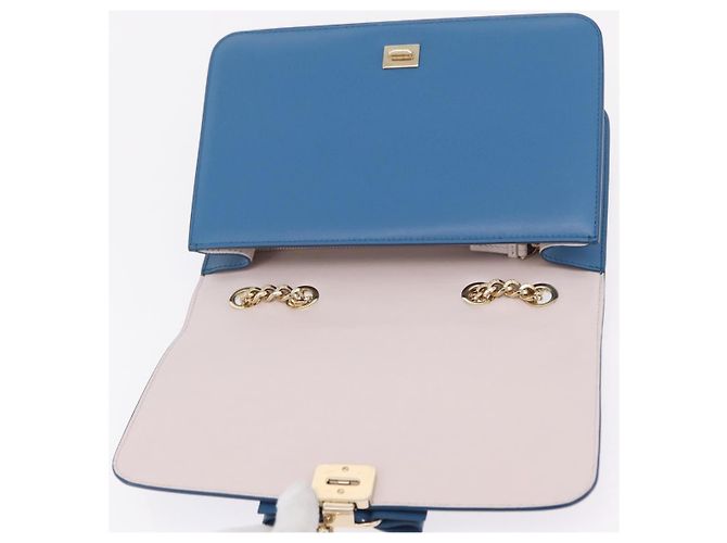 Borsa a tracolla Salvatore Ferragamo Vala Chain in pelle blu e oro autentica 207221V D'oro - vista 18