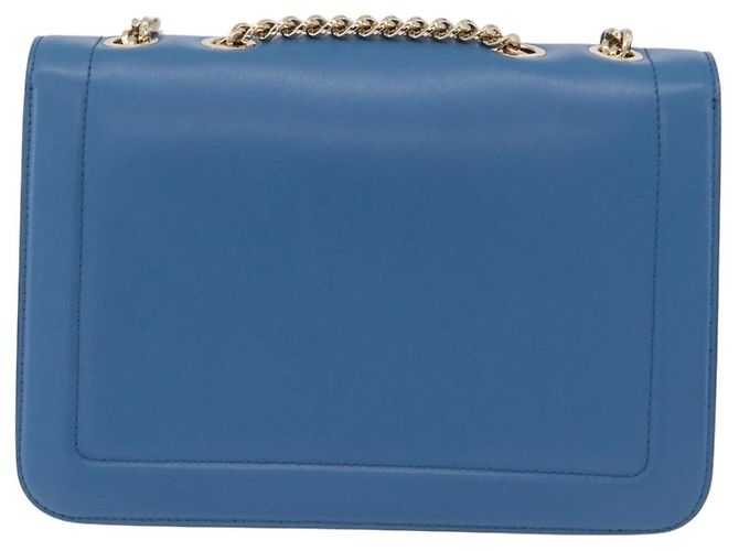 Borsa a tracolla Salvatore Ferragamo Vala Chain in pelle blu e oro autentica 207221V D'oro - vista 2