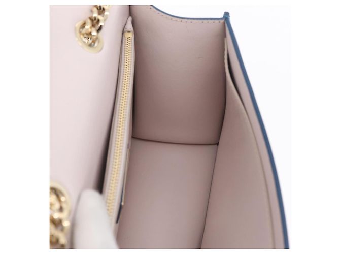 Borsa a tracolla Salvatore Ferragamo Vala Chain in pelle blu e oro autentica 207221V D'oro - vista 20