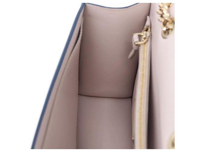 Borsa a tracolla Salvatore Ferragamo Vala Chain in pelle blu e oro autentica 207221V D'oro - vista 21