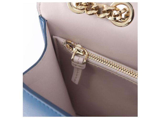 Borsa a tracolla Salvatore Ferragamo Vala Chain in pelle blu e oro autentica 207221V D'oro - vista 22