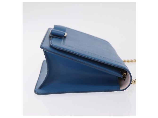 Borsa a tracolla Salvatore Ferragamo Vala Chain in pelle blu e oro autentica 207221V D'oro - vista 3