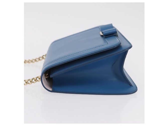 Borsa a tracolla Salvatore Ferragamo Vala Chain in pelle blu e oro autentica 207221V D'oro - vista 4