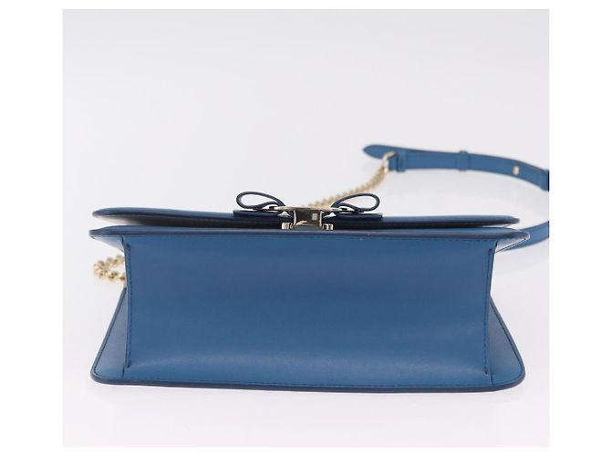 Borsa a tracolla Salvatore Ferragamo Vala Chain in pelle blu e oro autentica 207221V D'oro - vista 5