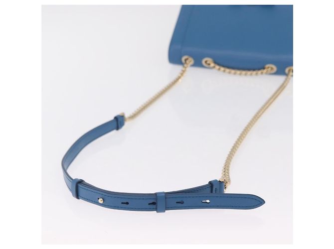 Borsa a tracolla Salvatore Ferragamo Vala Chain in pelle blu e oro autentica 207221V D'oro - vista 7