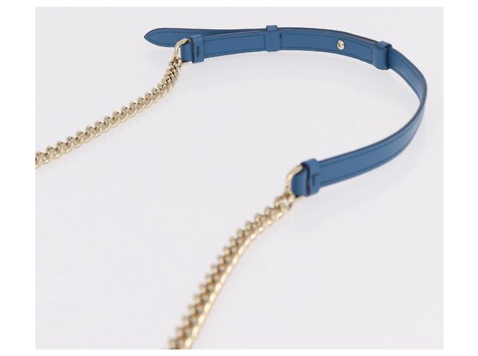 Borsa a tracolla Salvatore Ferragamo Vala Chain in pelle blu e oro autentica 207221V D'oro - vista 8